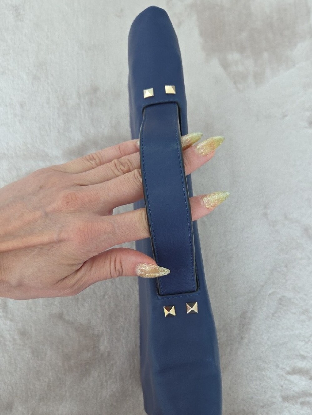 Valentino Navy Leather Ipad /Tablet  Fold-Over Messenger with Zip Pocket